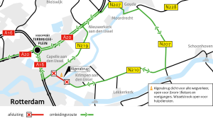 Omleidingsroute voor automobilisten tijdens werkzaamheden aan de Algerabrug.